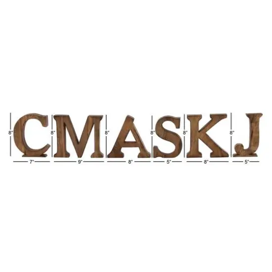 8" Brown Mango Wood Letter Set, 6ct. {14}