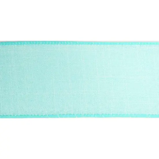 2.5" x 25ft. Faux Linen Wired Ribbon by Celebrate It&trade; D&eacute;cor Turquoise {4}