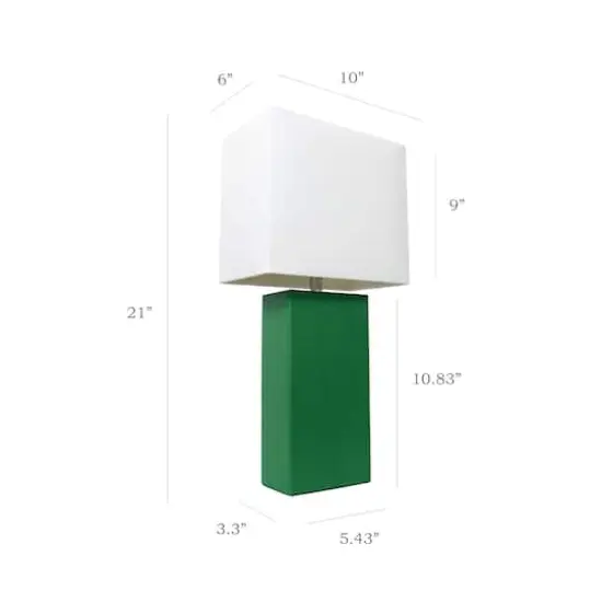 Elegant Designs&trade; 2 Pack Leather Table Lamps with White Shades Green and White {4}