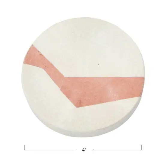 Hello Honey&reg; Off-White and Terracotta Round Sandstone Coaster Set with Abstract Design {10}
