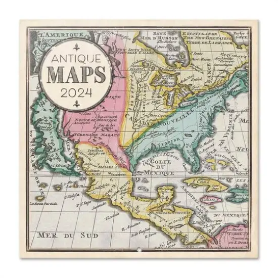 TF Publishing 2024 Vintage Maps Bilingual Wall Calendar {1}
