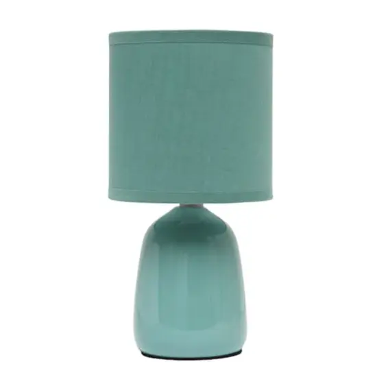 Simple Designs 10" Thimble Base Ceramic Table Lamp Seafoam Green {1}