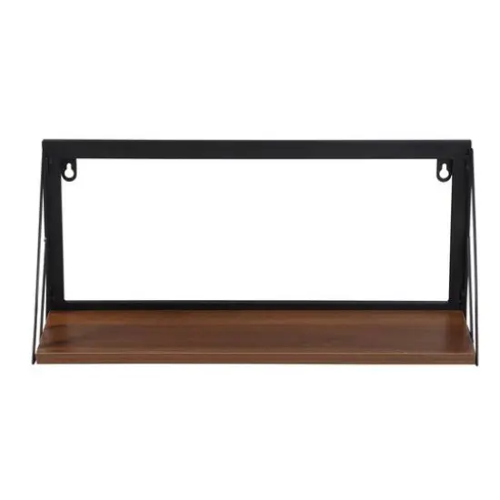 Honey Can Do Small Walnut Mid Century Modern Wall Mounted Shelf {8}