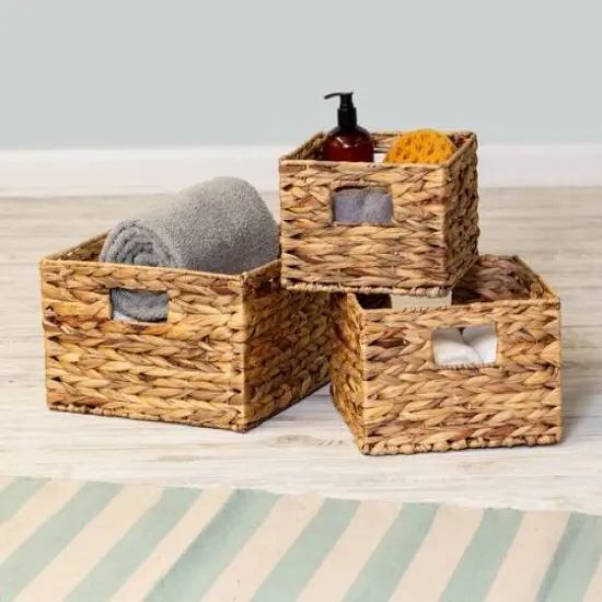 Honey Can Do Natural Woven Hyacinth Nested Storage Basket Set, 3ct. {3}