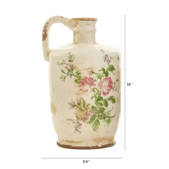 10" Tuscan Ceramic Floral Print Pitcher {3}