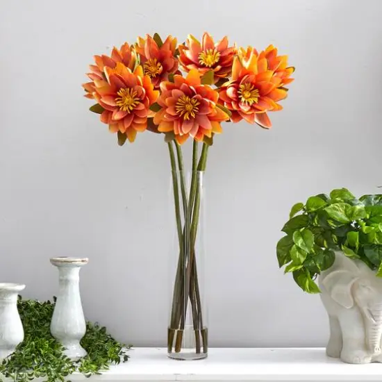 2.5ft. Coral Lotus Arrangement in Cylinder Vase {4}