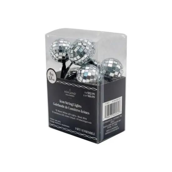 10ct. Warm White LED Silver Disco Ball Icon String Lights by Ashland&reg; {5}