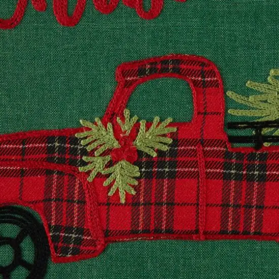 DII&reg; 70" Green Merry Christmas Truck Embroidered Table Runner {7}