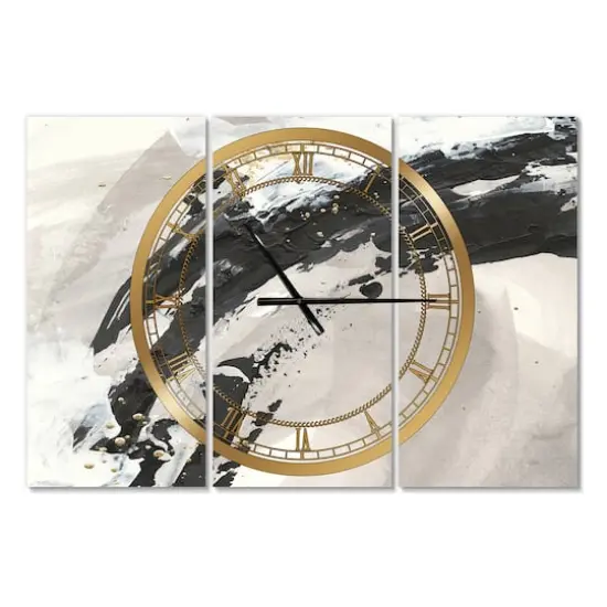 Designart Glam Painted Arcs IV Modern 3 Panel Wall Clock {1}