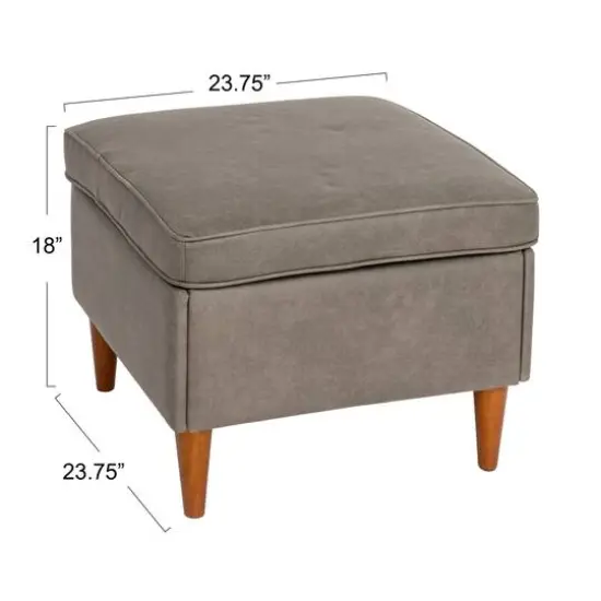 Hello Honey&reg; Atley Ash Gray Vegan Leather Upholstered Modern Storage Ottoman {8}