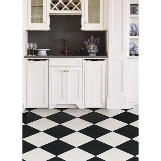 FloorPops Checkered Peel & Stick Floor Tiles Black {3}