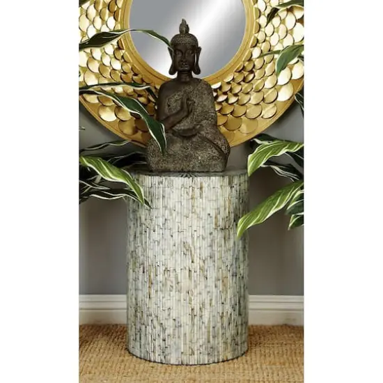 20" Multicolor Shell & Wood Contemporary Accent Table {6}