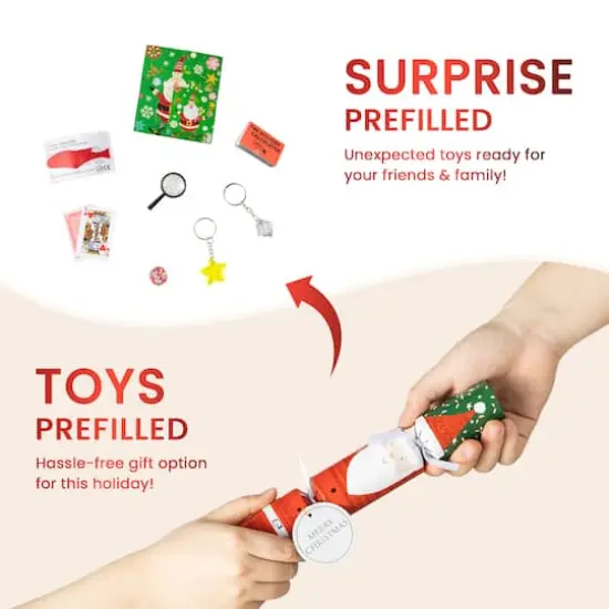 Glitzhome&reg; 10" Christmas Santa & Snowman Party Cracker with Gift Contents, 8ct. {10}