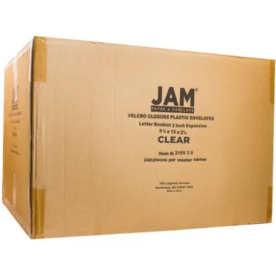 JAM Paper 9.75" x 13" Plastic Hook & Loop Closure Envelopes, 12ct. Clear {7}