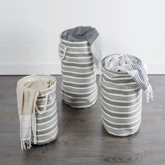 DII&reg; 17" Gray Urban Stripe Paper Bin {3}