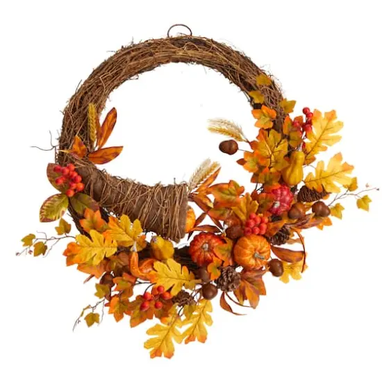 26" Autumn Cornucopia Fall Wreath {1}