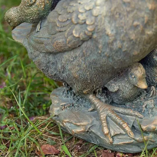 Glitzhome&reg; 15" Faux Bronze Duck Garden Statue {9}