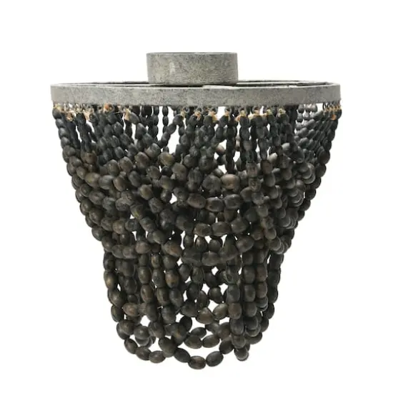 Hello Honey&reg; 2-Tier Draped Wood Bead Semi-Flush Mount Ceiling Light Black {1}