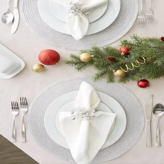 DII&reg; Metallic Silver Round Polypropylene Woven Placemat (Set of 4) {9}