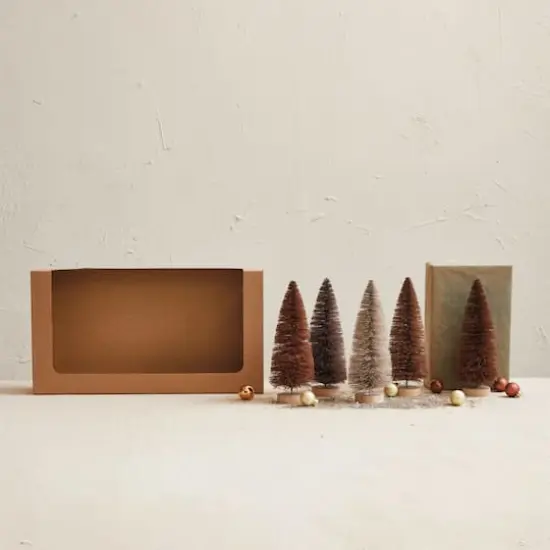 Hello Honey&reg; 8" Neutral Color Sisal Bottle Brush Tree with Wood Base Set {3}