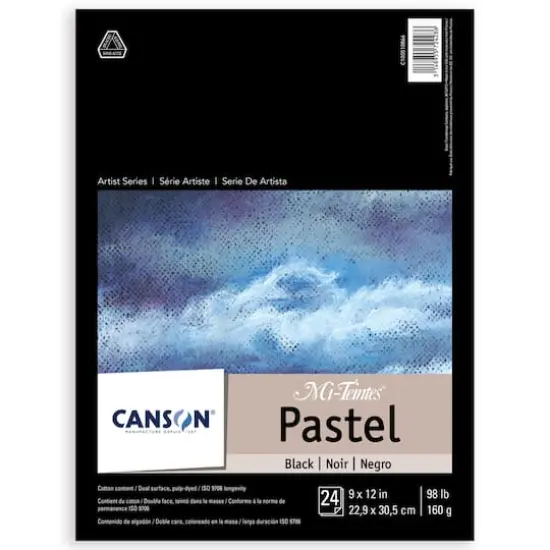 Canson&reg; Mi-Teintes&reg; 9" x 12" Black Pastel Paper Pad, 24 Sheets {1}