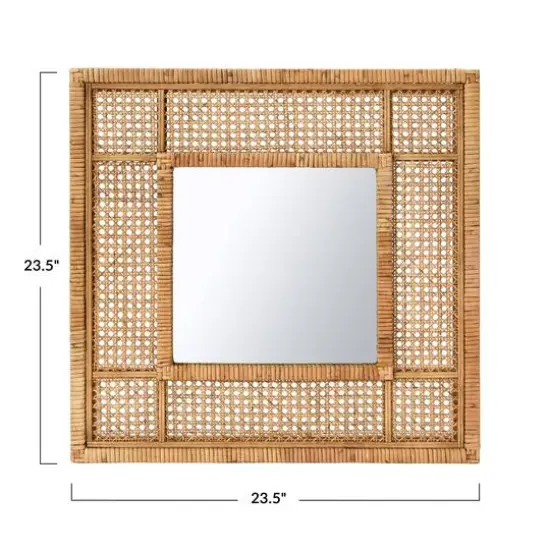 Hello Honey&reg; Natural Square Rattan Framed Wall Mirror {6}
