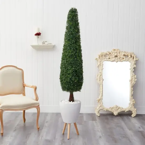 6ft. Boxwood Topiary in White Planter with Stand {4}