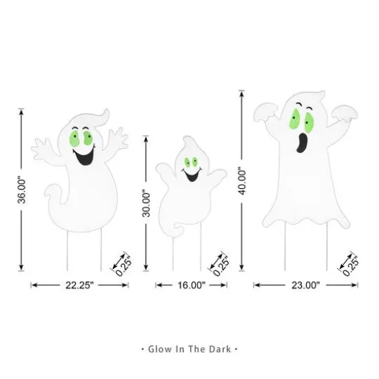 Glitzhome® 3.3ft. Halloween Metal Mesh Glow in Dark Ghost Family Yard Stake Set {8}