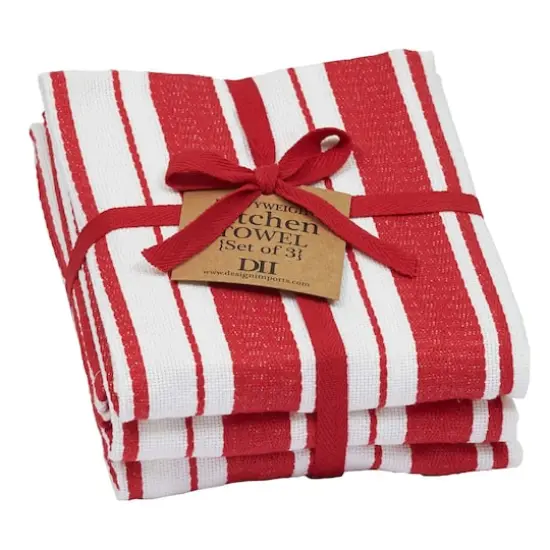 DII&reg; Tomato Stripe Gourmet Dishtowel (Set of 3) {3}