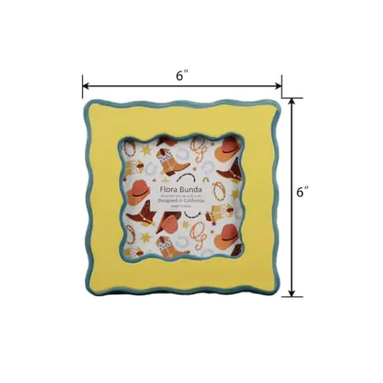 Flora Bunda&reg; 4" x 4" Two Tone Yellow Wavy Ceramic Frame {4}