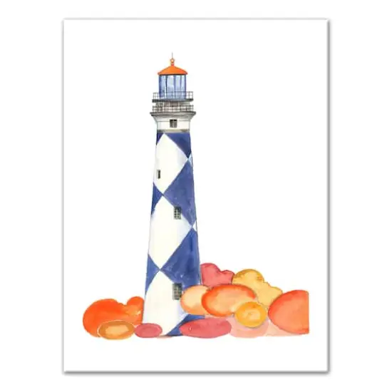 Checkered Lighthouse 12" x 16" Canvas Wall Art {1}