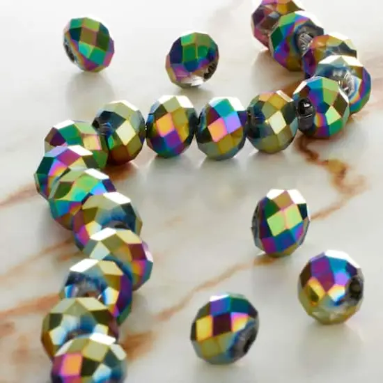 Black AB Large Hole Faceted Glass Rondelle Beads by Bead Landing&trade; {3}