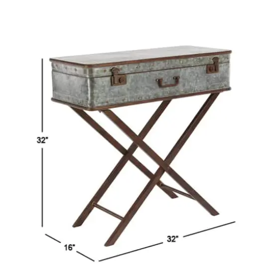 32" Gray Iron Farmhouse Accent Table {8}