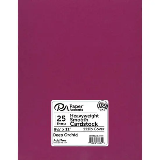 PA Paper™ Accents 8.5" x 11" Heavyweight Smooth Cardstock, 25 Sheets Deep Orchid {1}