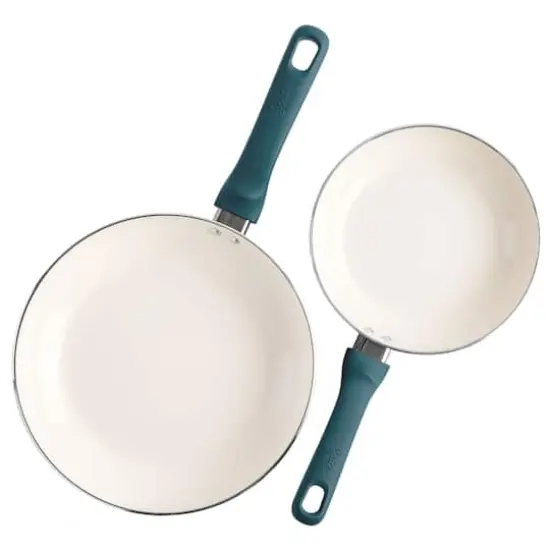 Spice by Tia Mowry Savory Saffron 2 Piece Ceramic Nonstick Aluminum Frying Pan Set Teal {5}
