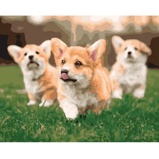 20" x 16" Puppies Paint-by-Number Kit with Wood Display Hanger by Artist's Loft&reg; {1}