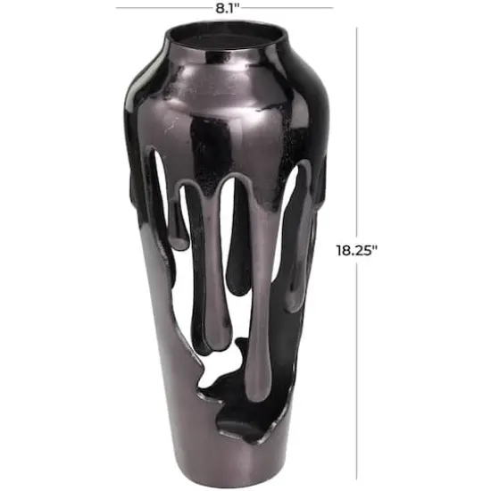 19" Black Aluminum Drip Vase with Melting Designed Body {6}