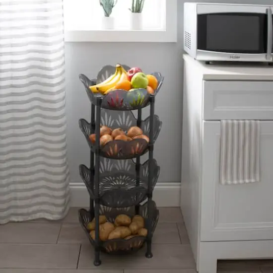 Kitchen Details Smoke Gray 4-Tier Large Basket Shelf {4}