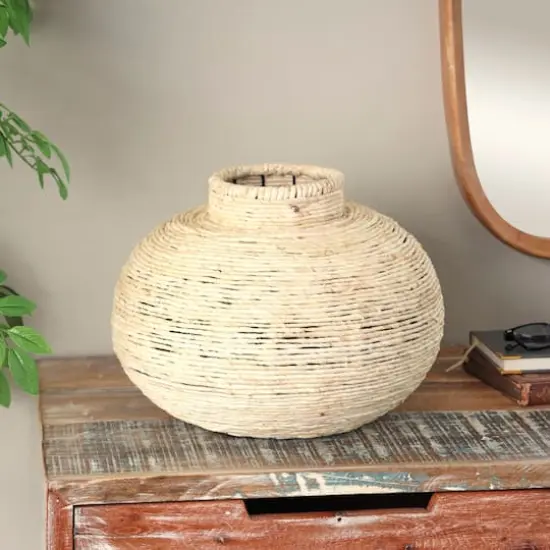 11" Beige Seagrass Wrapped Vase {3}