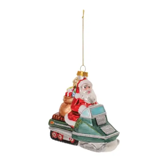 5" Glass Snowmobile Santa Ornaments, 6ct. {4}