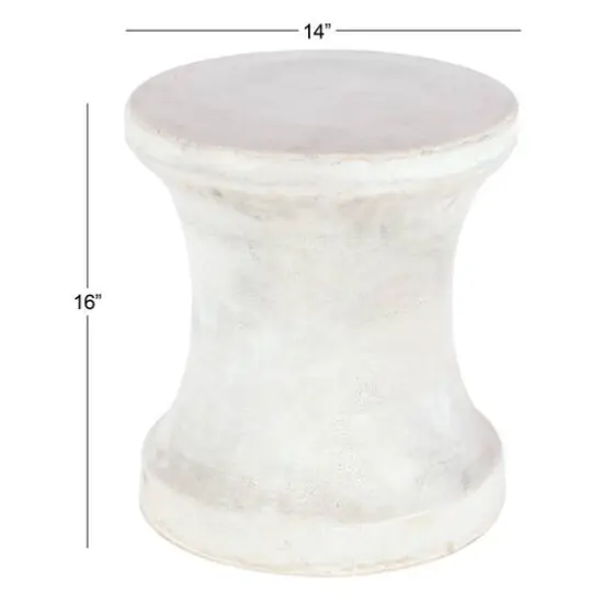16" Fiberclay Contemporary Outdoor Stool White {6}