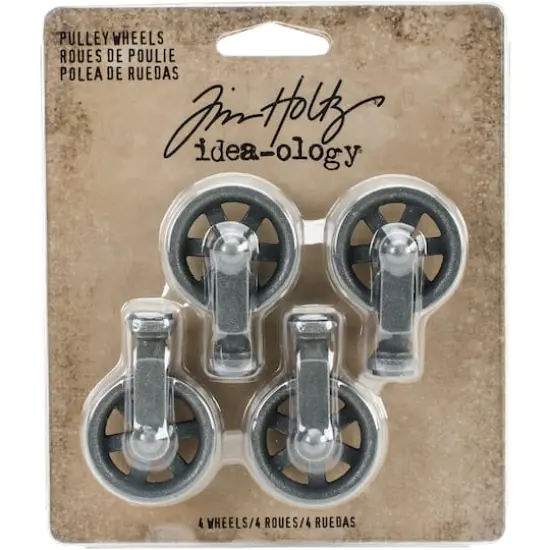 Idea-Ology Metal Mini Pulley Wheels 4/Pkg-  {1}