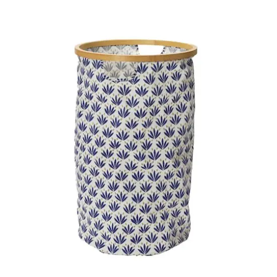 Household Essentials Krush Bamboo Rimmed Hamper (Round, Blue) {5}