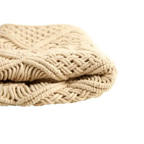 18" Bohemian Cross Woven Macram&eacute; Pillow Cover {4}