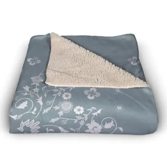 Blue Persian Sherpa Fleece Blanket {3}