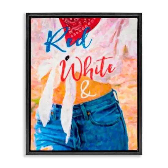 Stupell Industries Red White & Blue Patriotic American Celebration Floater Framed Art Black {1}