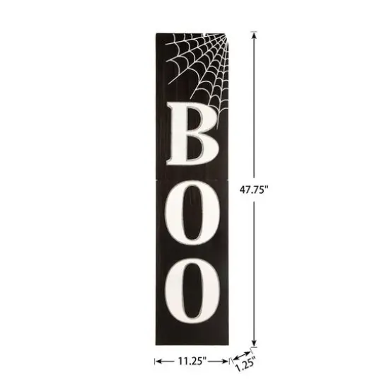Glitzhome&reg; Black & White Wooden BOO Porch Sign {9}