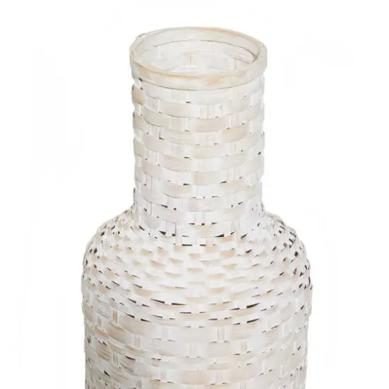 White Bamboo Tall Woven Floor Vase 8" x 8" x 22" {4}