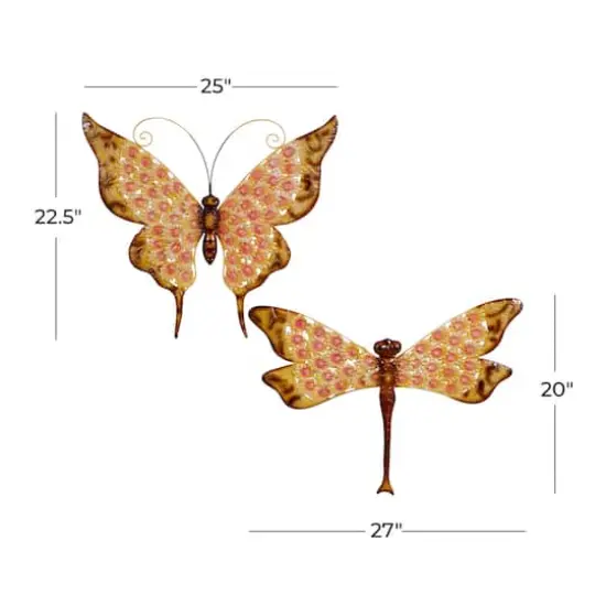 Set of 2 White Metal Farmhouse Garden Wall Decor, 25", 27" {8}