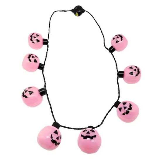 33" Pink Jack-O'-Lantern Necklace {1}